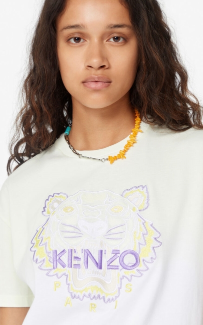 Kenzo Women Gradient Tiger T-shirt Ivory